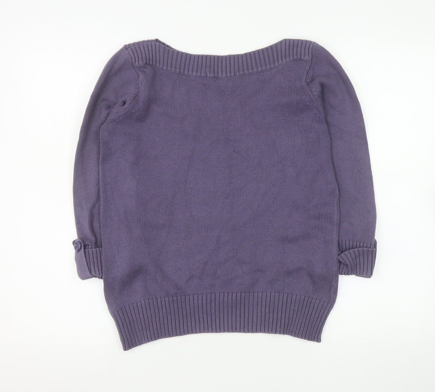Marks & Spencer Women’s Purple Cotton Knit 3/4 Sleeve Pullover Jumper UK 12