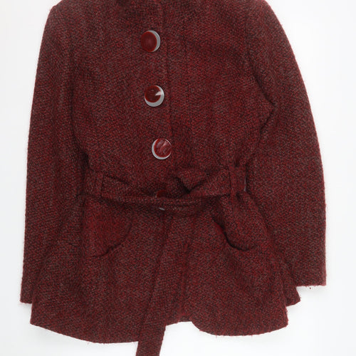 Klass Collection Women's Red Wool Blend Belted Coat Size 16
