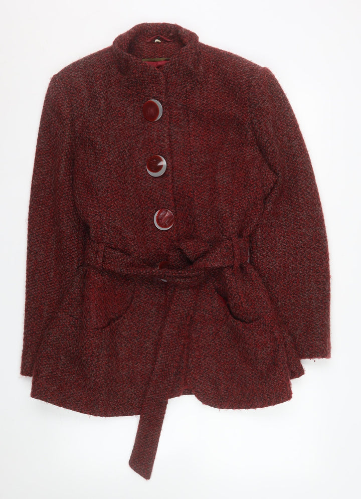 Klass Collection Women's Red Wool Blend Belted Coat Size 16
