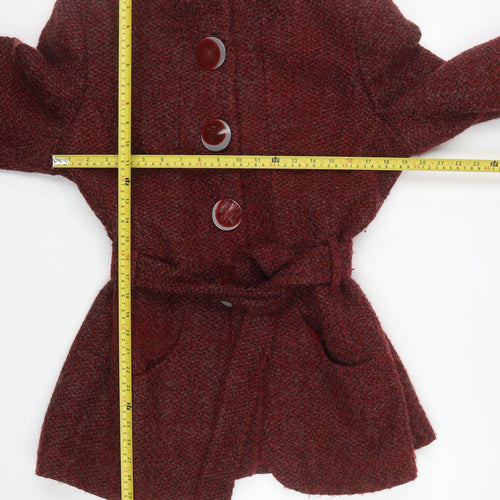 Klass Collection Women's Red Wool Blend Belted Coat Size 16