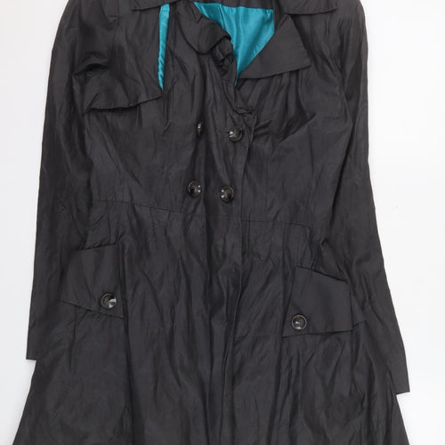 Next Signature Black Women's Size 8 Double Breasted Trench Coat