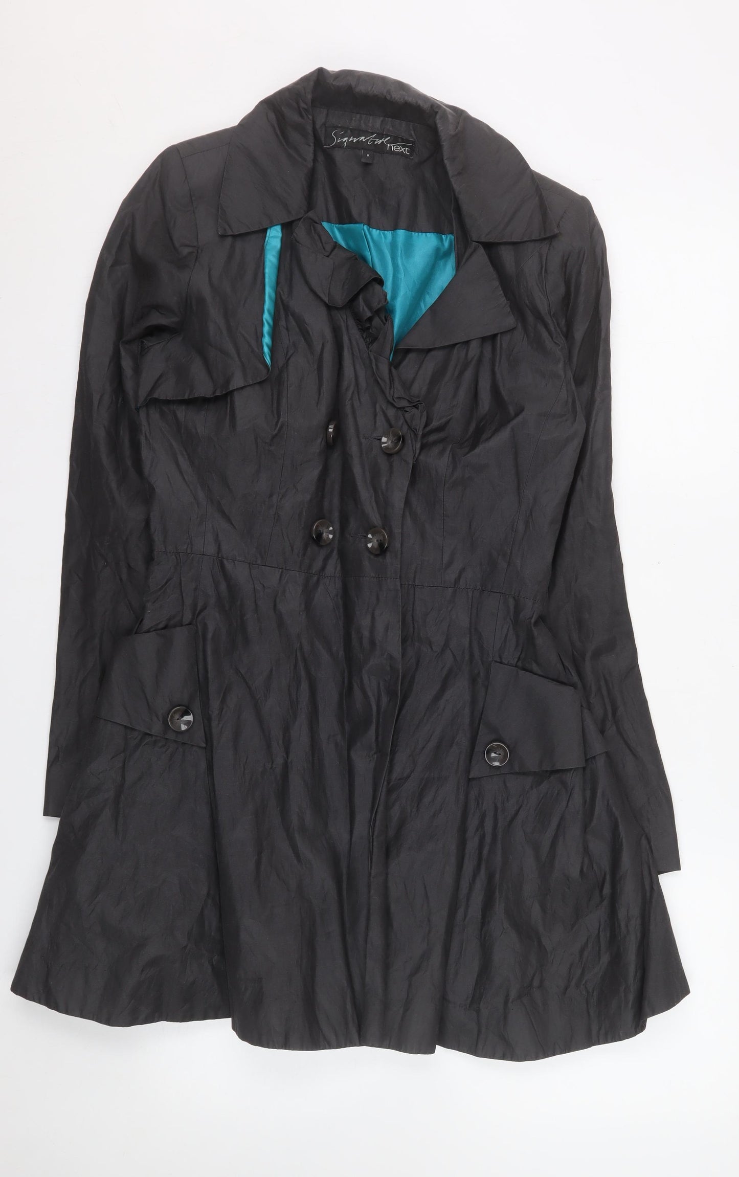 Next Signature Black Women's Size 8 Double Breasted Trench Coat
