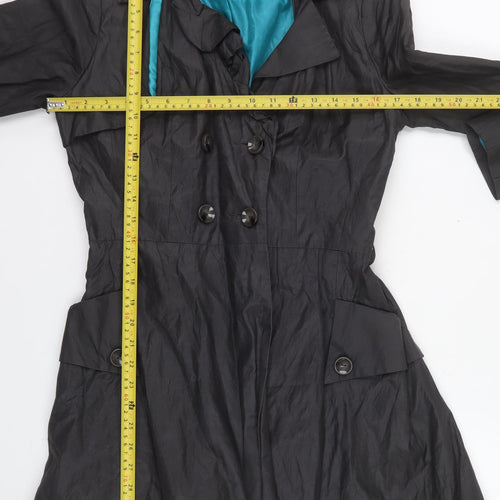 Next Signature Black Women's Size 8 Double Breasted Trench Coat
