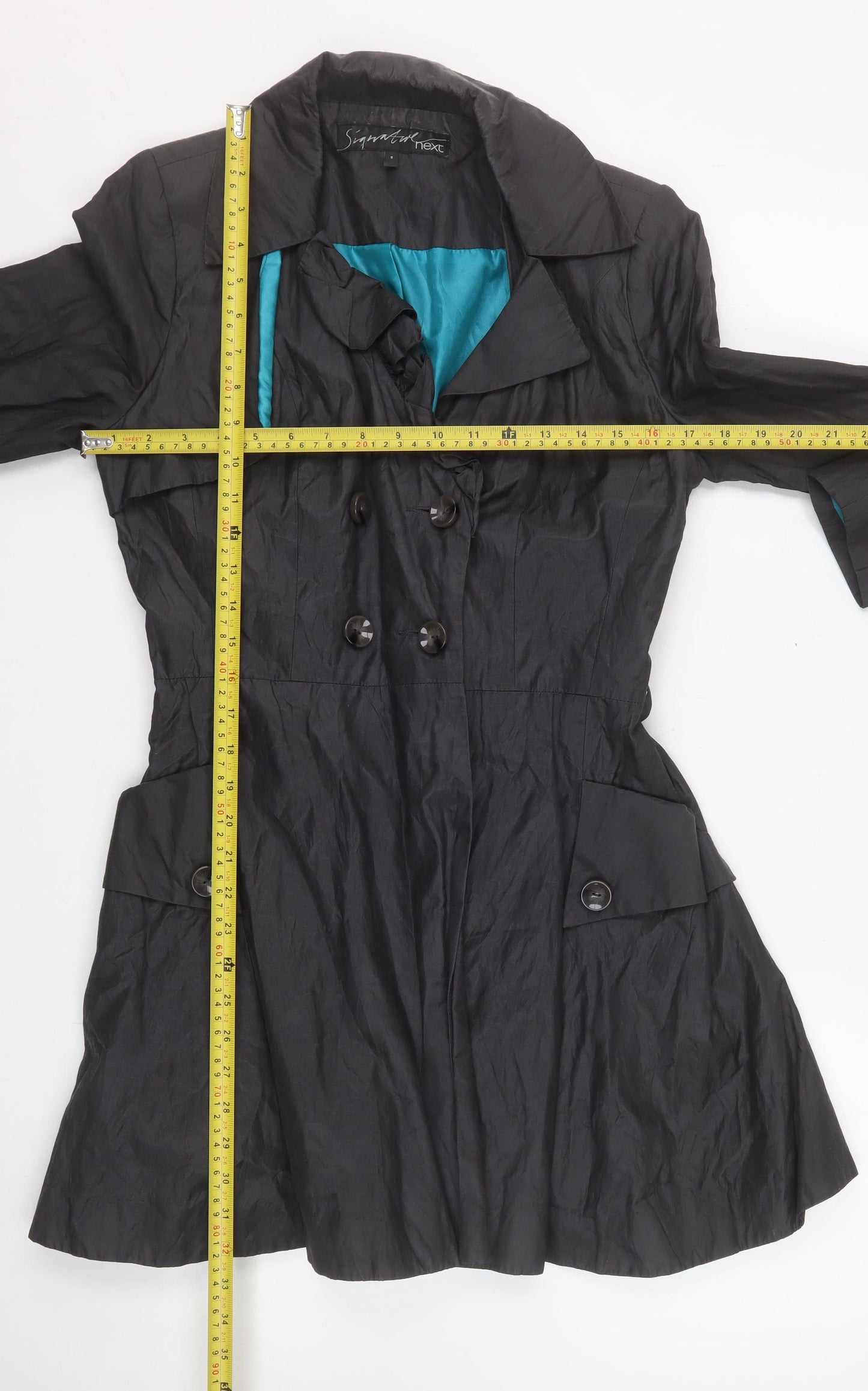 Next Signature Black Women's Size 8 Double Breasted Trench Coat