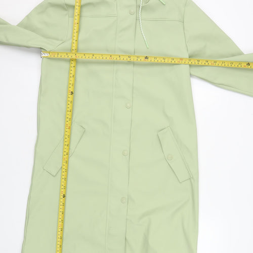 Crivit Women's Green Long Hooded Waterproof Rain Coat Size 14