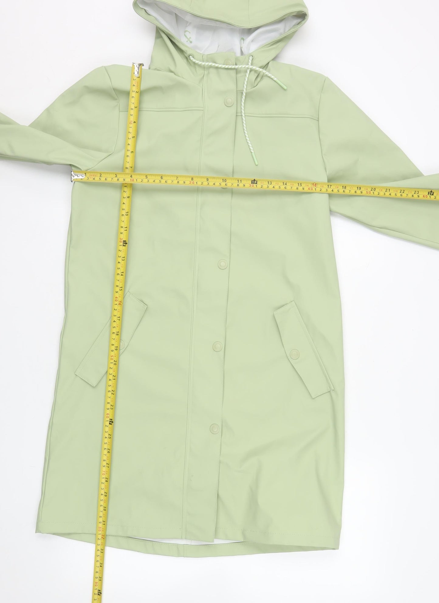Crivit Women's Green Long Hooded Waterproof Rain Coat Size 14