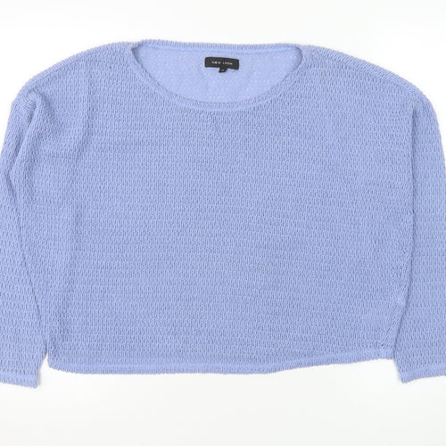 New Look Women's Blue Pullover Sweatshirt Size 16 Knit Long Sleeve