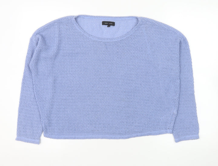 New Look Women's Blue Pullover Sweatshirt Size 16 Knit Long Sleeve