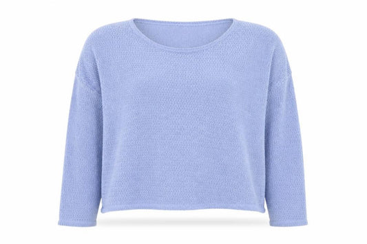 Front view of New Look Women's Blue Pullover Sweatshirt, size 16, Knit Long Sleeve