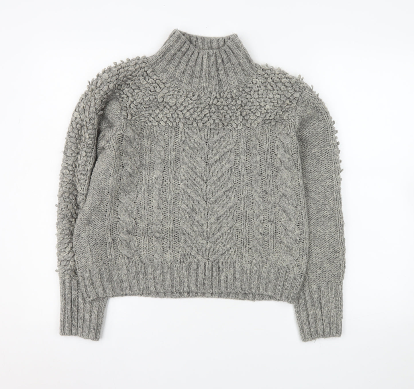 Myleene Klass Women’s Grey Chunky-Knit High Neck Jumper Size 10
