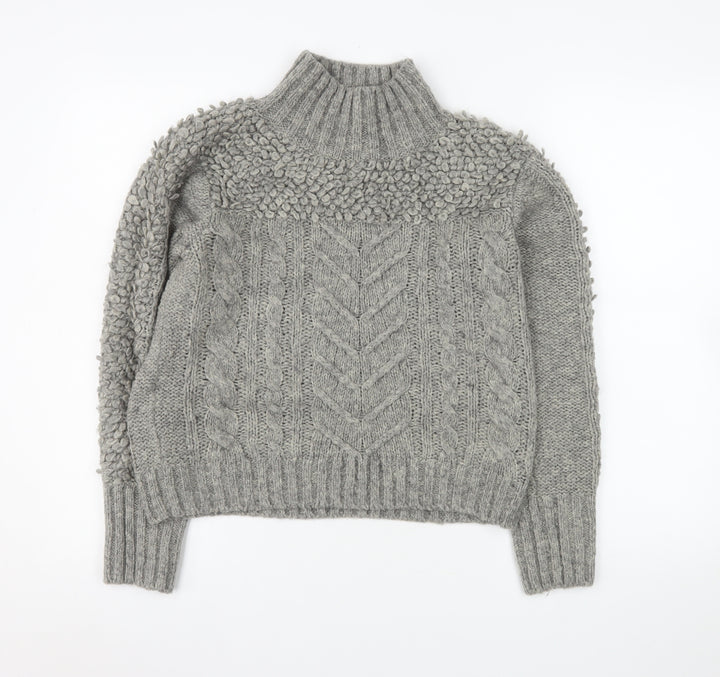 Myleene Klass Women’s Grey Chunky-Knit High Neck Jumper Size 10