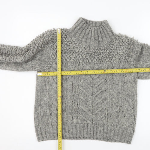 Myleene Klass Women’s Grey Chunky-Knit High Neck Jumper Size 10