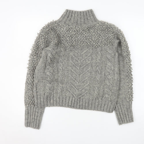 Myleene Klass Women’s Grey Chunky-Knit High Neck Jumper Size 10