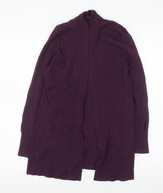 M&Co Women’s Purple Ribbed Knit Long Cardigan Size 16