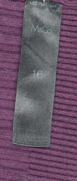 M&Co Women’s Purple Ribbed Knit Long Cardigan Size 16