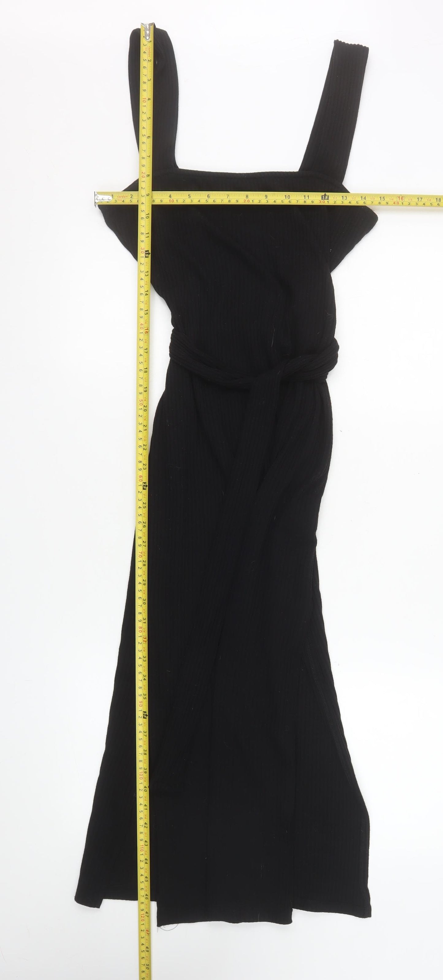 Miss Selfridge Women’s Black Bodycon Midi Dress Size 14 Stretch Knit