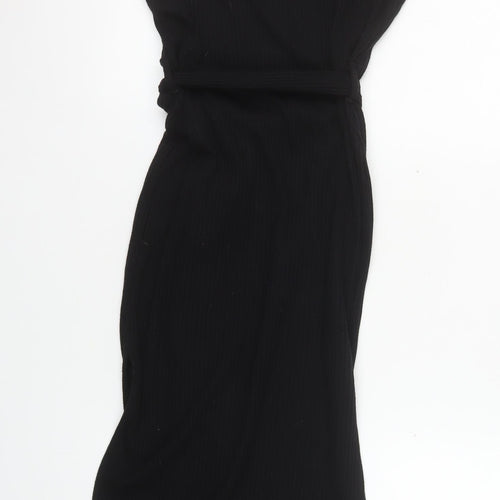 Miss Selfridge Women’s Black Bodycon Midi Dress Size 14 Stretch Knit