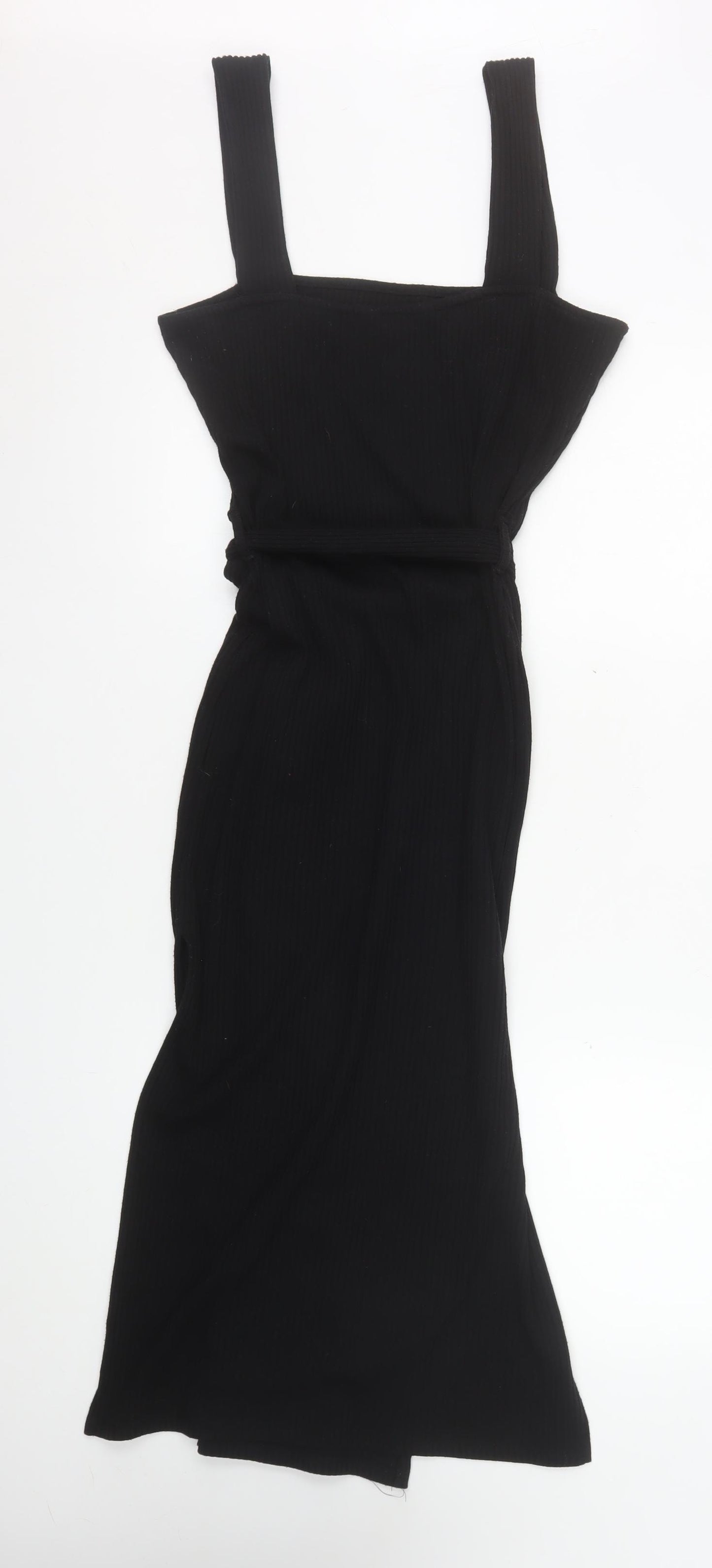 Miss Selfridge Women’s Black Bodycon Midi Dress Size 14 Stretch Knit