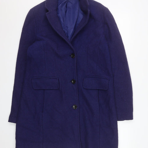 Lands' End Women’s Blue Wool Blend Mid-Length Overcoat Size 14
