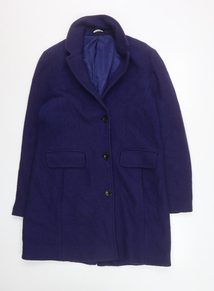 Lands' End Women’s Blue Wool Blend Mid-Length Overcoat Size 14