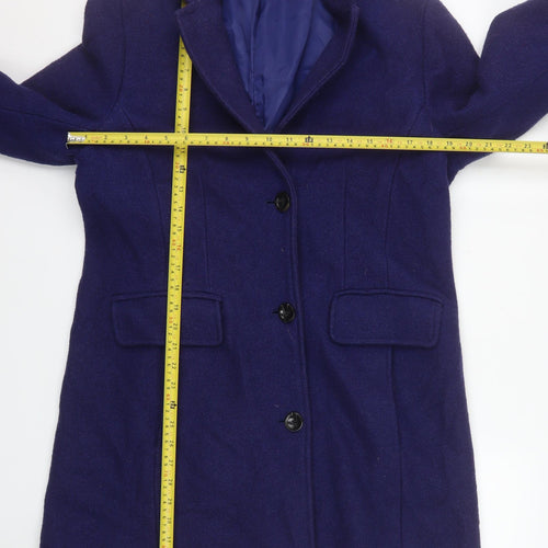 Lands' End Women’s Blue Wool Blend Mid-Length Overcoat Size 14