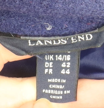 Lands' End Women’s Blue Wool Blend Mid-Length Overcoat Size 14