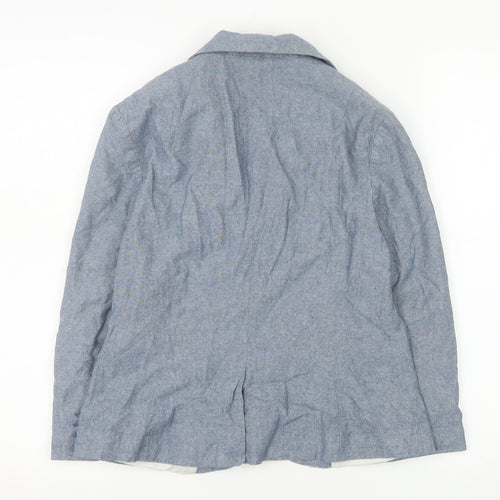New Look Women Blue Cotton Single-Breasted Blazer Size 12