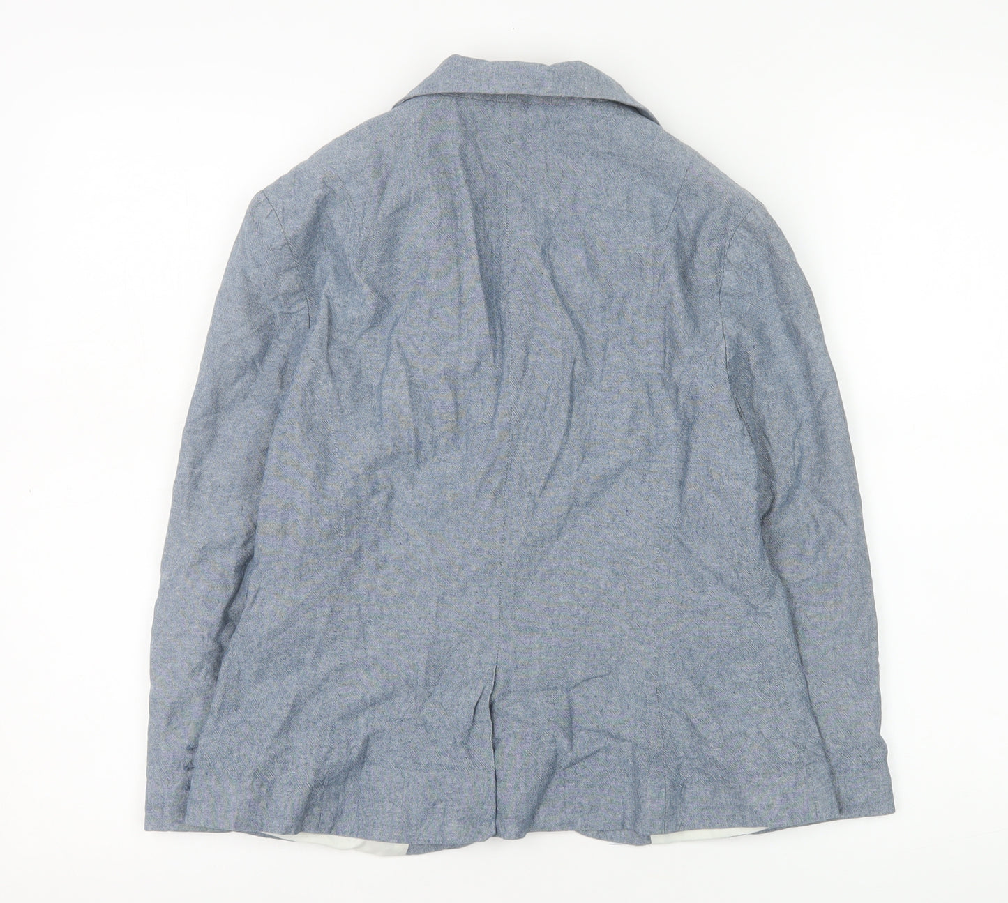 New Look Women Blue Cotton Single-Breasted Blazer Size 12