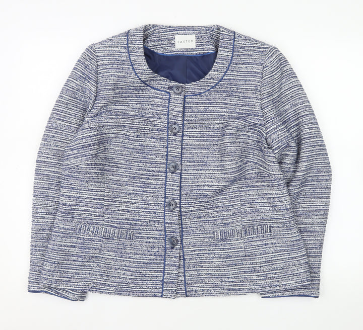 Eastex Women’s Blue Striped Woven Lined Blazer Jacket Size 16