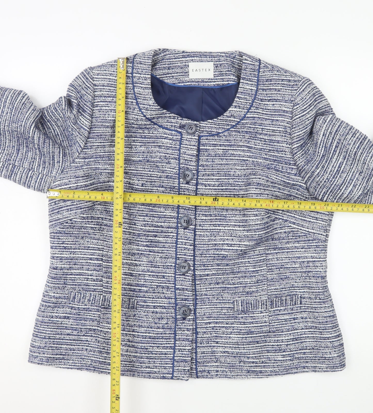 Eastex Women’s Blue Striped Woven Lined Blazer Jacket Size 16