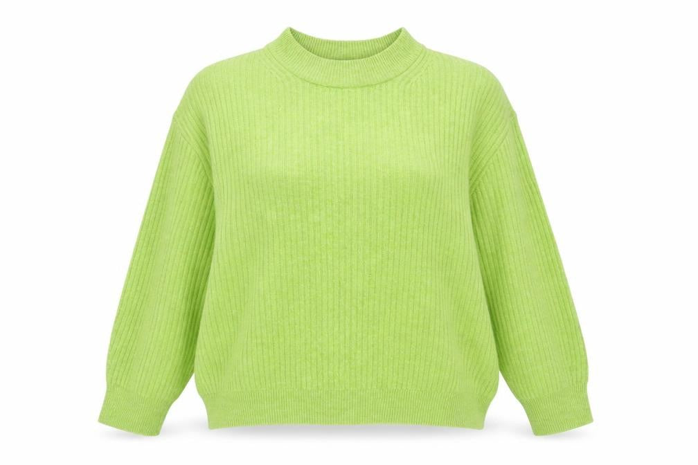 H&M Women Green Mock Neck Ribbed Knit Jumper Size 12