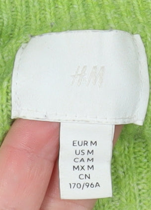 H&M Women Green Mock Neck Ribbed Knit Jumper Size 12