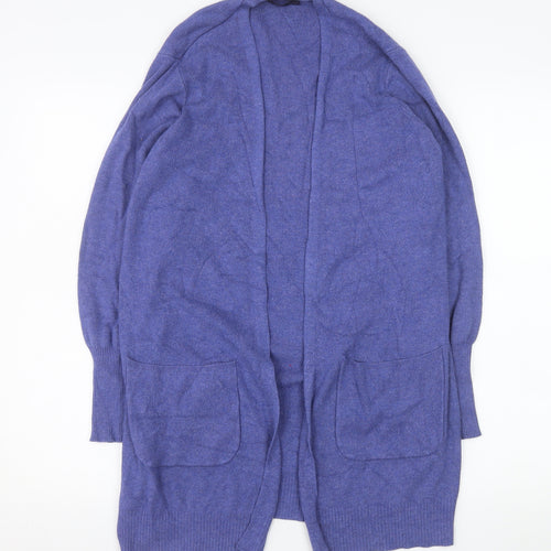 Marks and Spencer Women Blue M Open Front Long Sleeve Cardigan