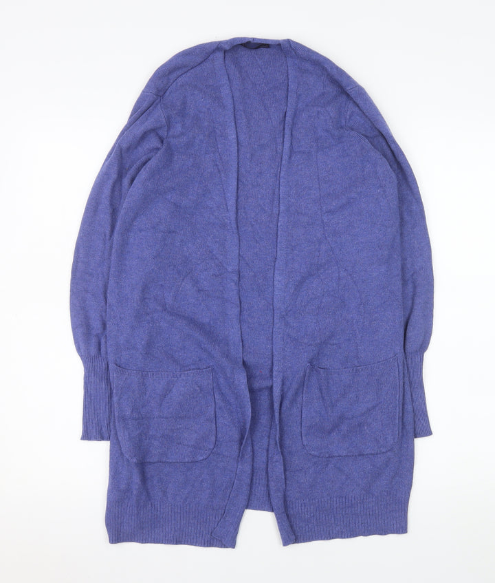 Marks and Spencer Women Blue M Open Front Long Sleeve Cardigan