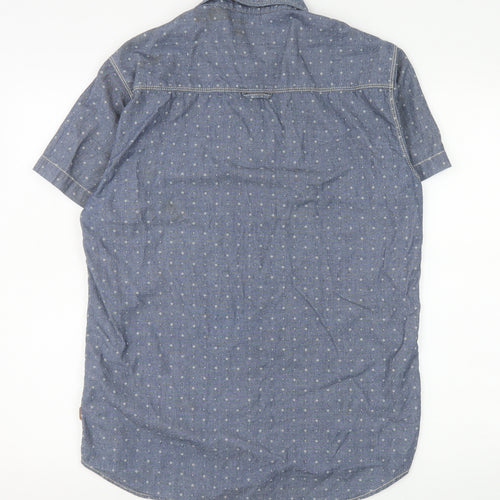 Diesel Men Blue Short Sleeve Cotton Button-Up Shirt M
