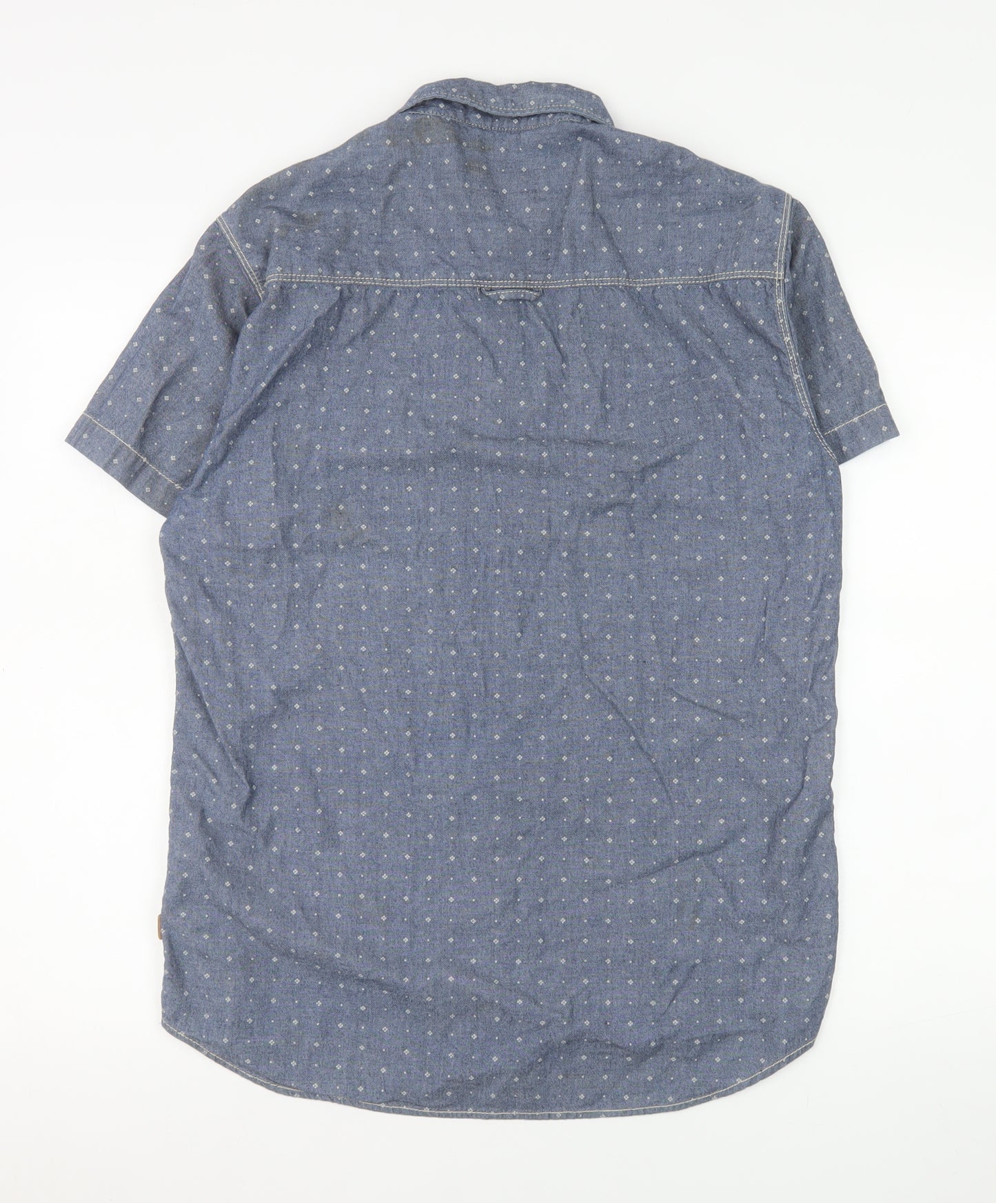 Diesel Men Blue Short Sleeve Cotton Button-Up Shirt M