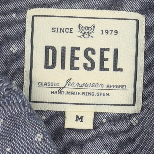 Diesel Men Blue Short Sleeve Cotton Button-Up Shirt M