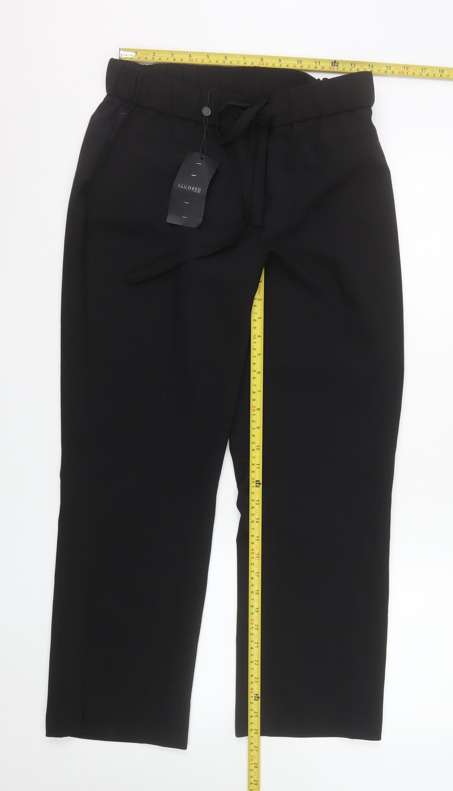 Women's Black Tailored Elastic Waist Trousers Size 12 Workwear