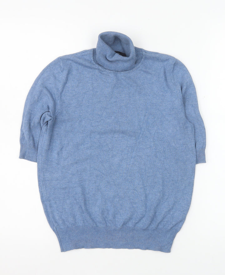 Marks and Spencer Women's Blue Roll Neck Knit Top Size 8