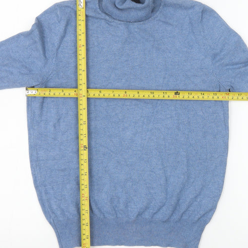 Marks and Spencer Women's Blue Roll Neck Knit Top Size 8