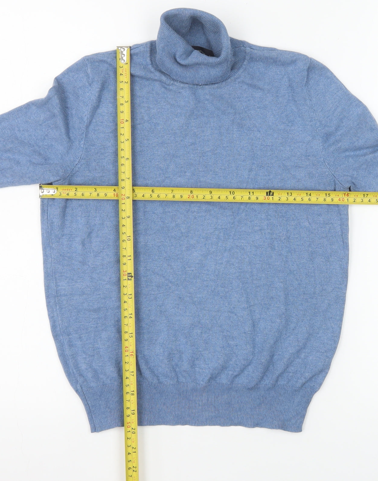 Marks and Spencer Women's Blue Roll Neck Knit Top Size 8