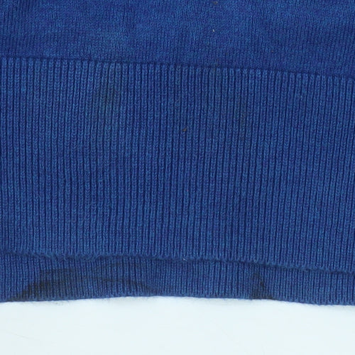 Marks and Spencer Men's Blue Cotton Blend Long Sleeve Polo 2XL