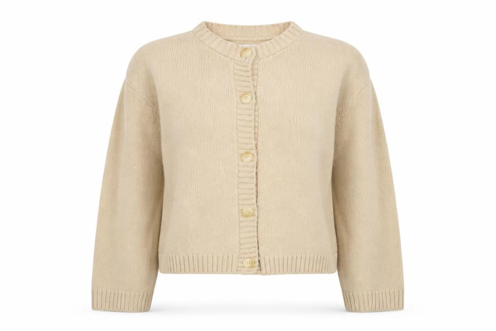 ASOS Women Beige Cardigan UK 10 Long Sleeve Knit Crew Neck