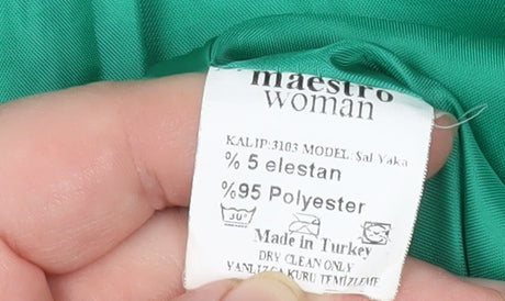 Maestro Woman Green Shawl Lapel Blazer Size 14 Regular Fit