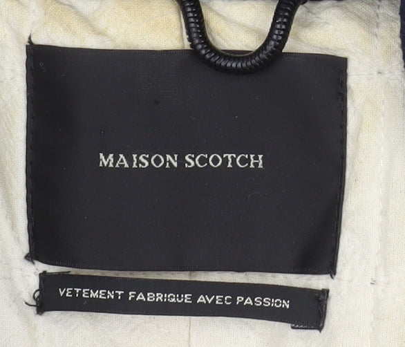 Maison Scotch Women Navy & Red Pea Coat Wool Blend Size 2 Classic Style