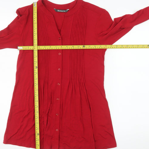 Bonmarché Women’s Red Long Sleeve Pleated Tunic Blouse Size 10
