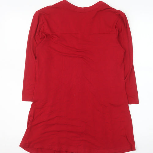 Bonmarché Women’s Red Long Sleeve Pleated Tunic Blouse Size 10