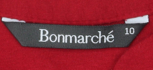 Bonmarché Women’s Red Long Sleeve Pleated Tunic Blouse Size 10
