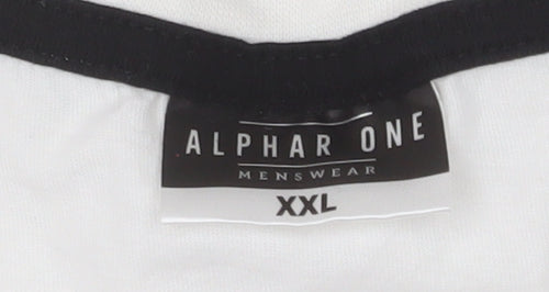 Alphar One Mens White 2XL Funny Graphic Cotton Crew Neck T-Shirt