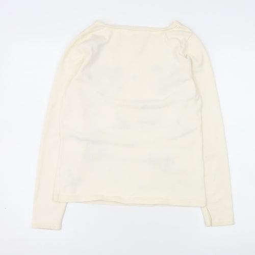 Monsoon Women Ivory Sequin Floral Knit Long Sleeve Blouse UK 12
